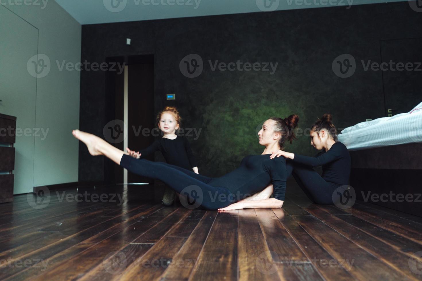 Mom and two daughters spend time together photo