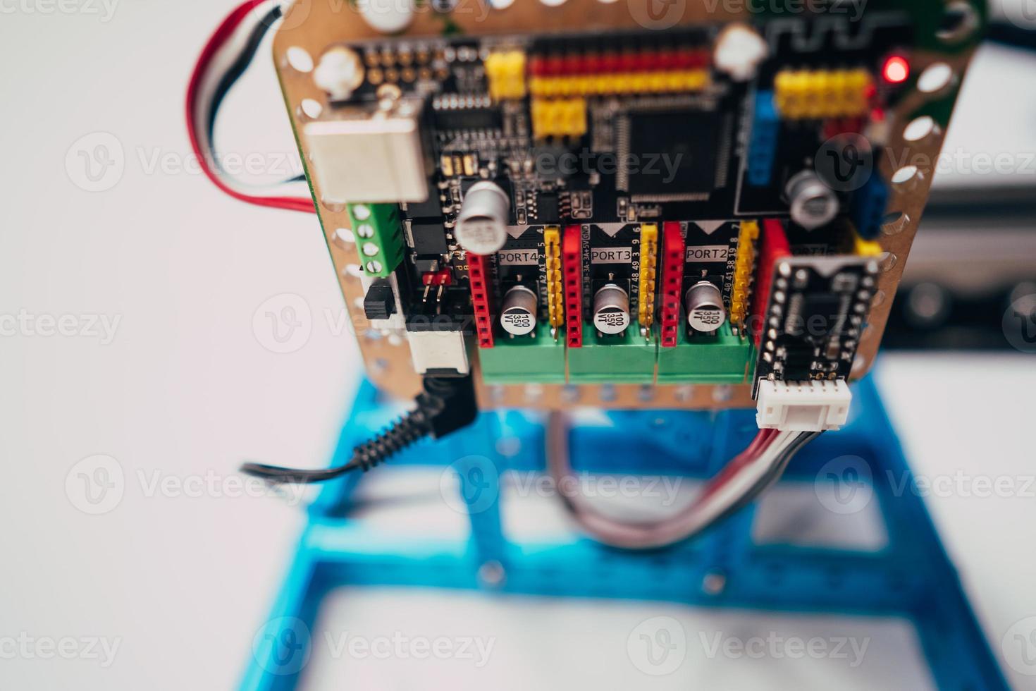 Electronic circuit board with processor and wires photo
