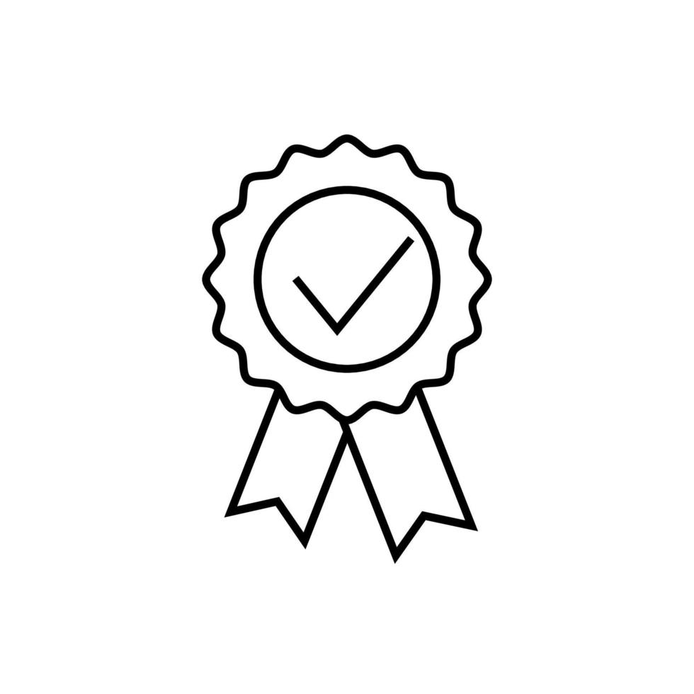 icono de línea de medalla de garantía, símbolo de certificado de garantía vector