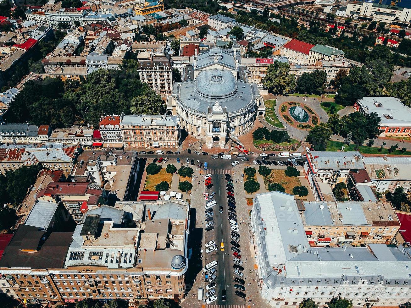 Photo of a big city from a bird's-eye view.