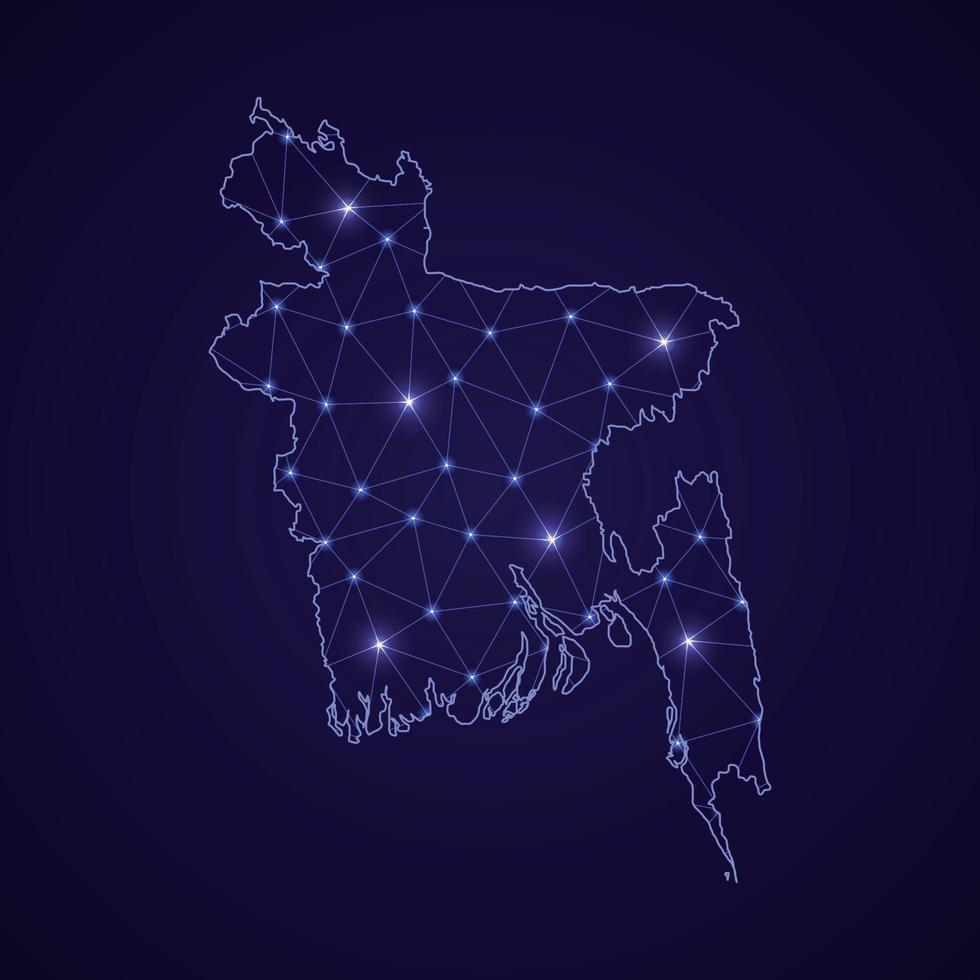 Digital network map of Bangladesh. Abstract connect line and dot vector