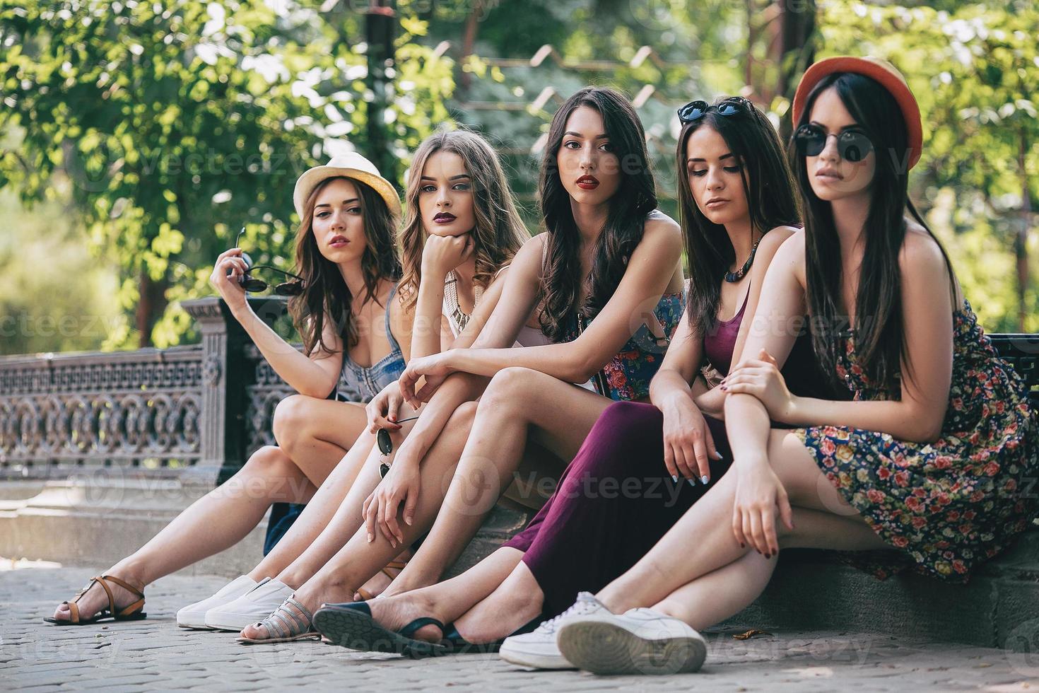 five beautiful young girls photo