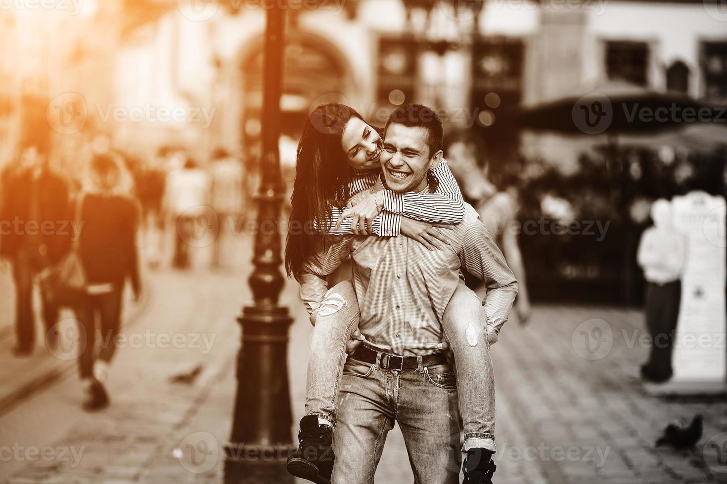 Couple have fun in the city photo