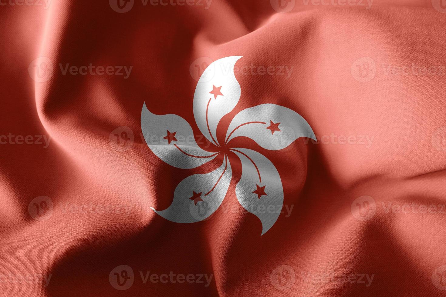 3d rendering waving silk flag of Hong Kong photo