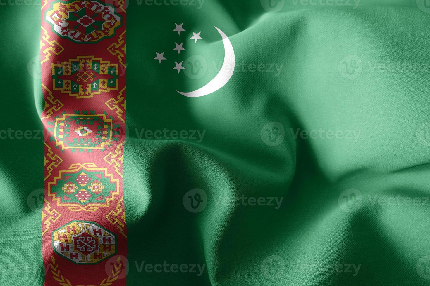 3d rendering waving silk flag of Turkmenistan photo