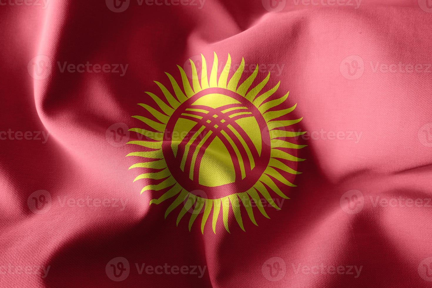 3d rendering waving silk flag of Kyrgyzstan photo