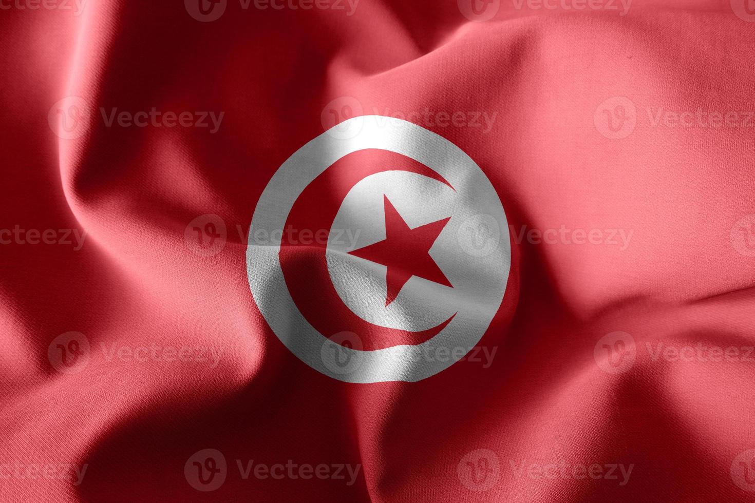 3d realistic waving silk flag of Tunisia photo