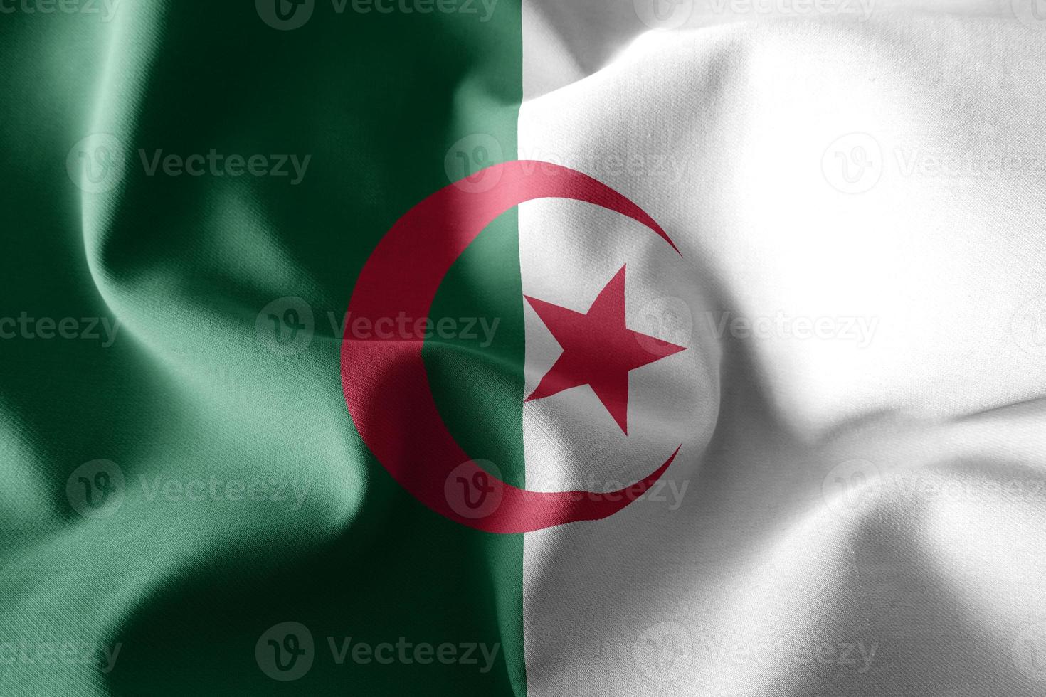 3d realistic waving silk flag of Algeria photo