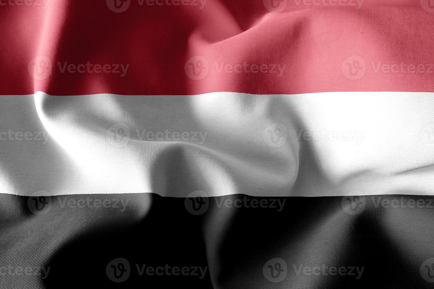 3d rendering waving silk flag of Yemen photo