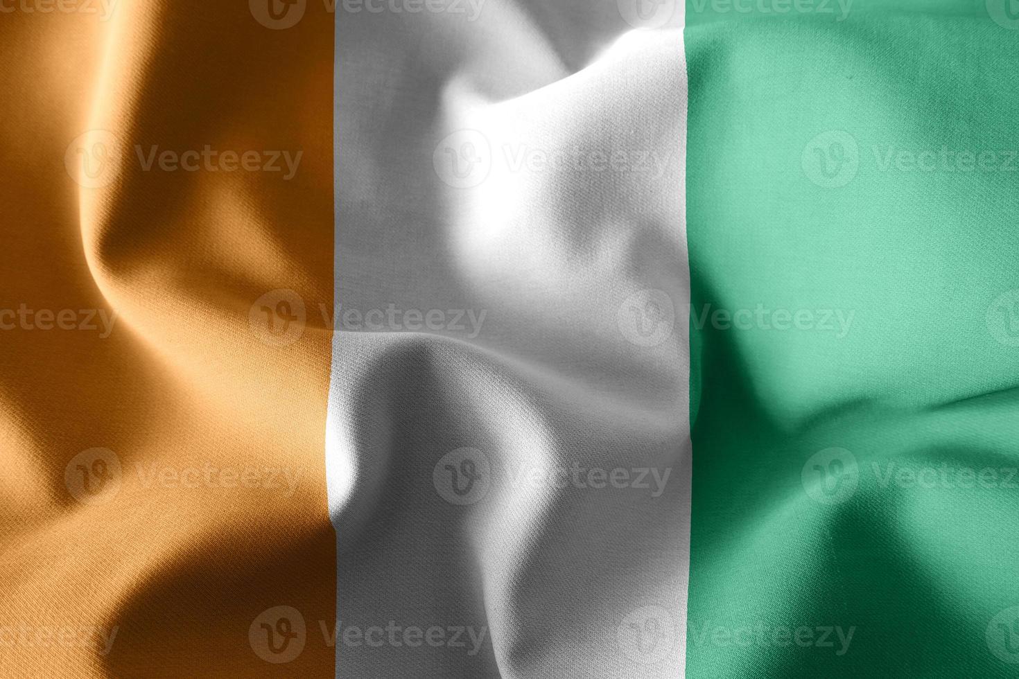 3d realistic waving silk flag of Ivory Coast photo