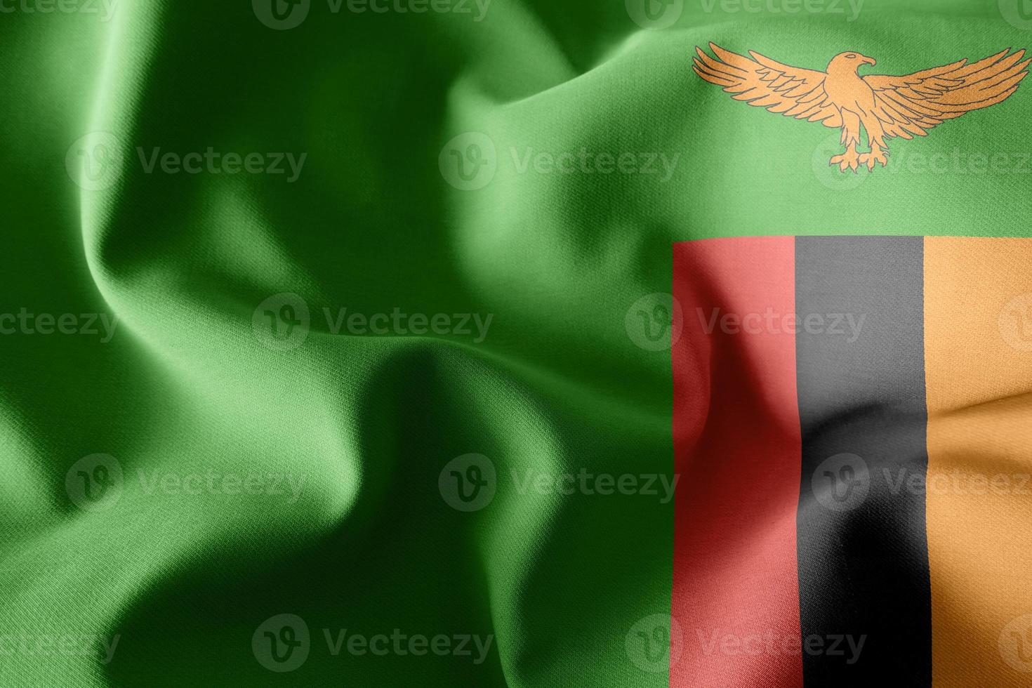 3d realistic waving silk flag of Zambia photo