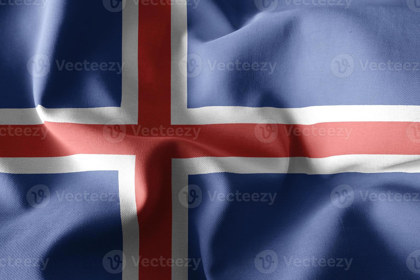 Representación 3D ondeando la bandera de seda de islandia foto