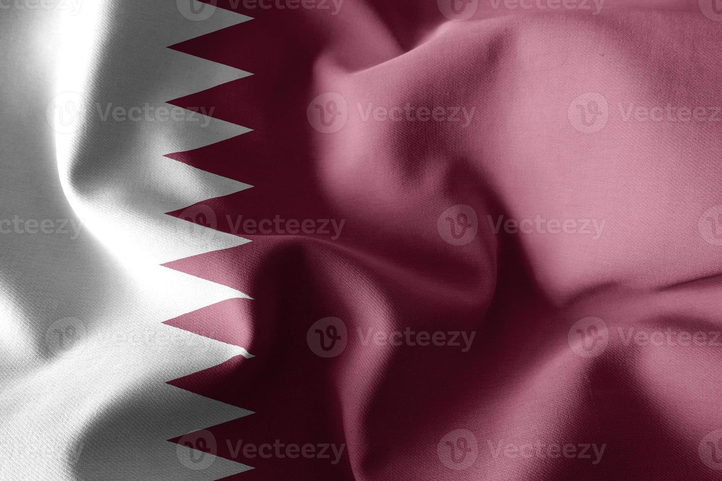 3d rendering waving silk flag of Qatar photo