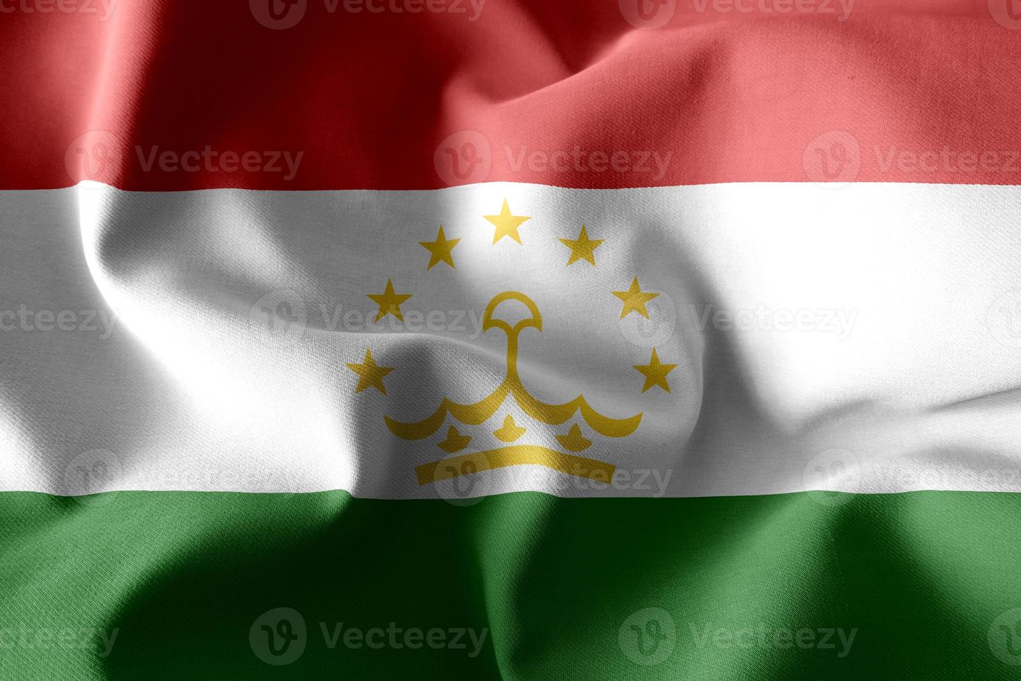 3d rendering waving silk flag of Tajikistan photo