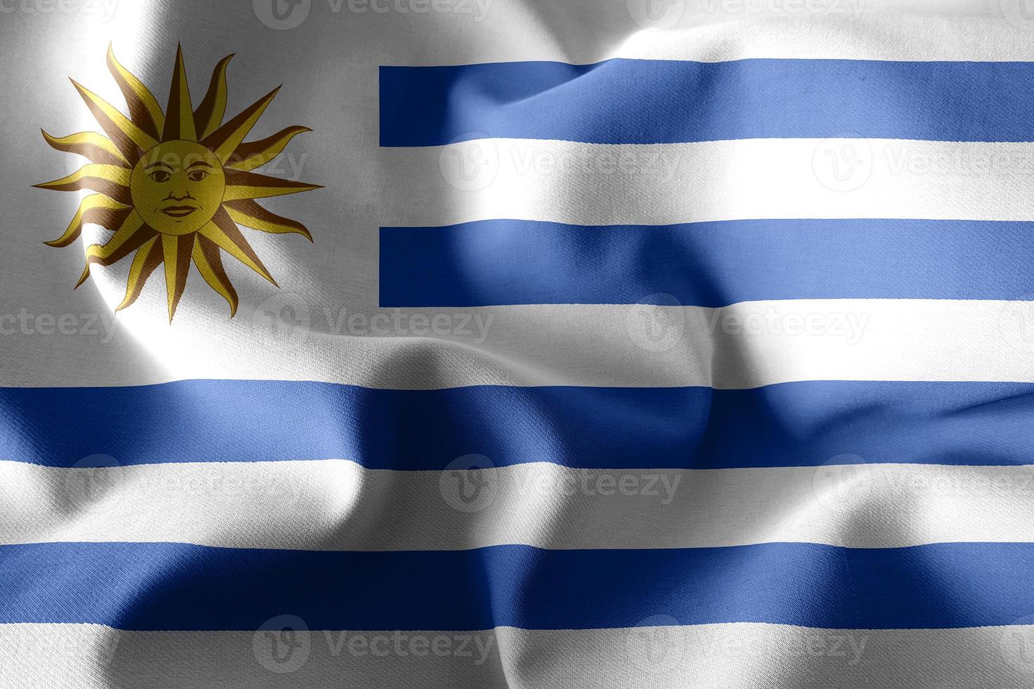 3d realistic waving silk flag of Uruguay photo