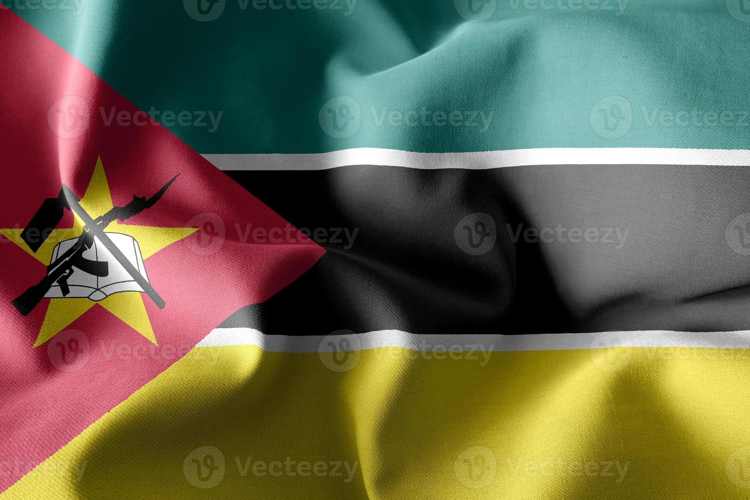 3d realistic waving silk flag of Mozambique photo