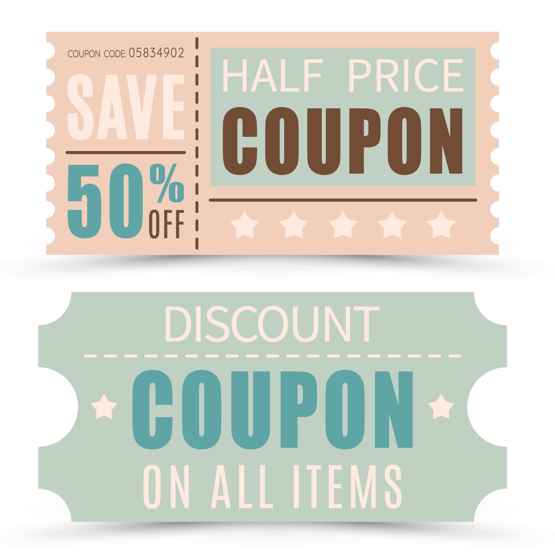 Set of discount coupons in different shapes. Gift voucher with coupon