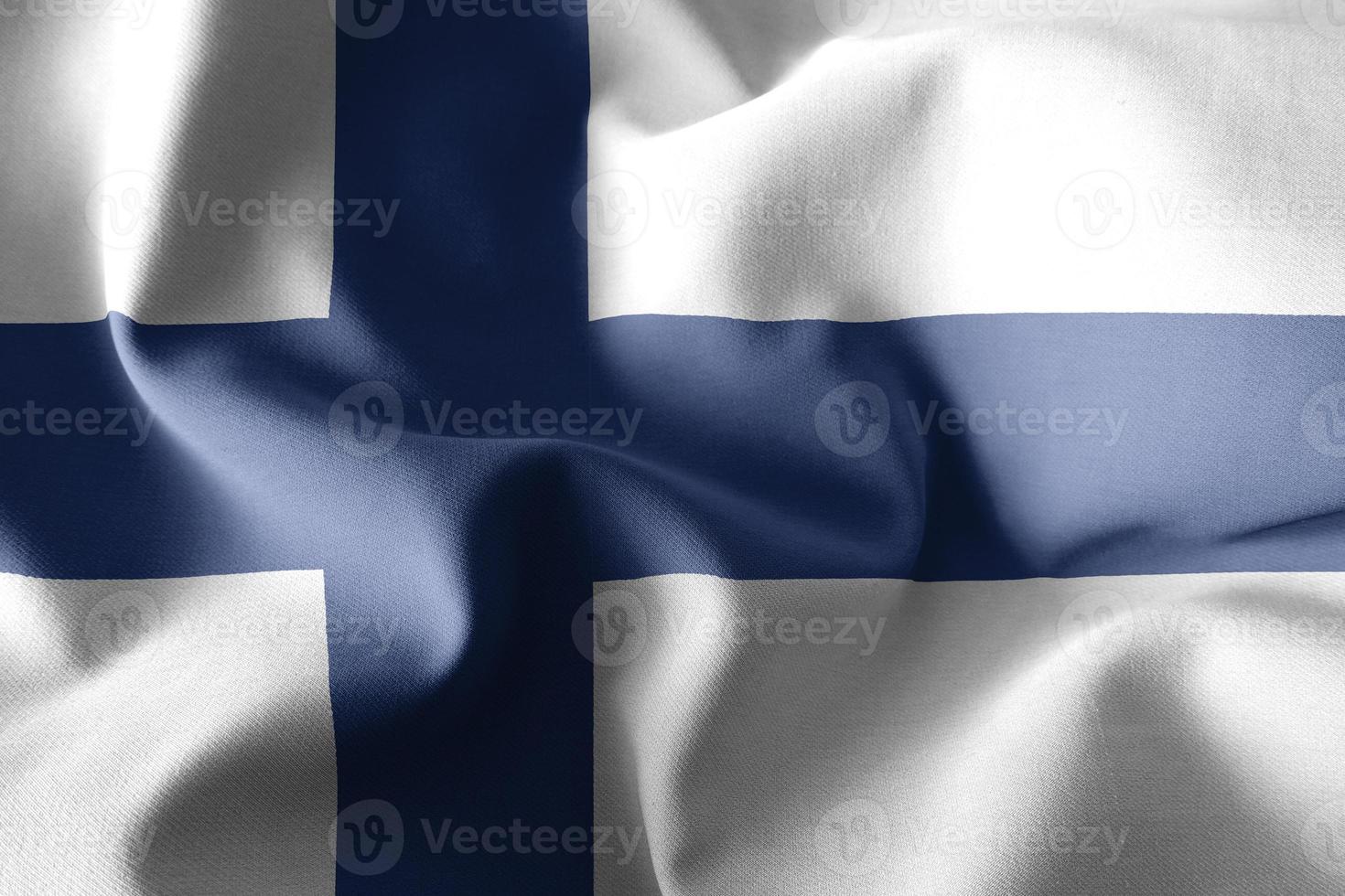 3d rendering waving silk flag of Finland photo