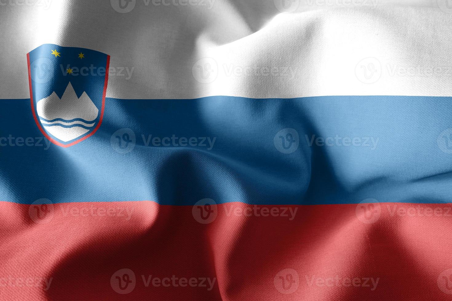 3d rendering waving silk flag of Slovenia photo