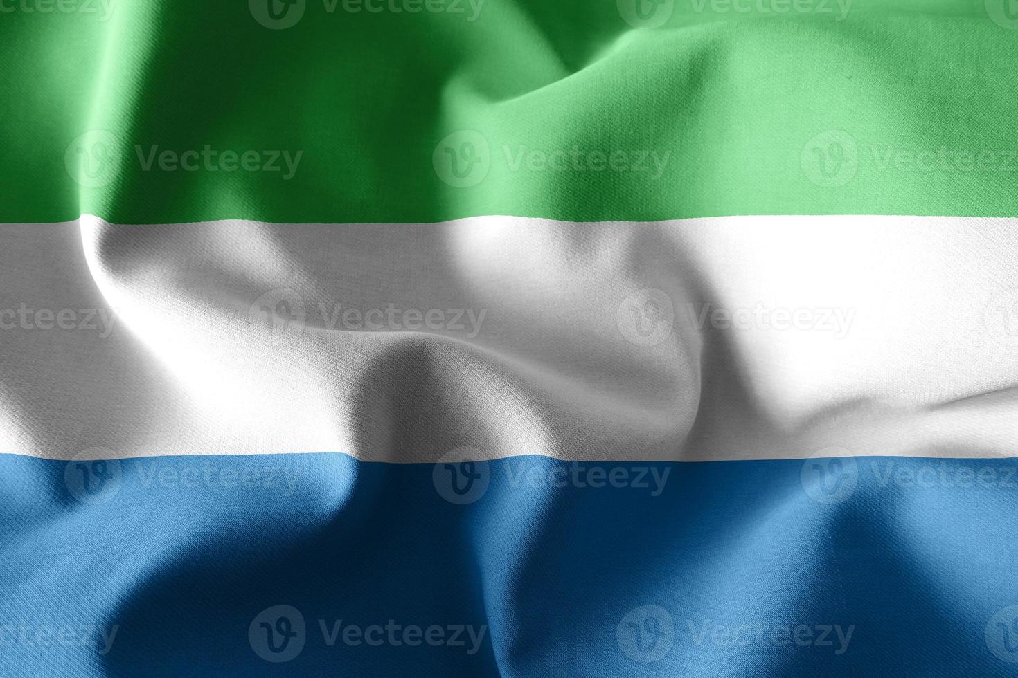 3d realistic waving silk flag of Sierra Leone photo