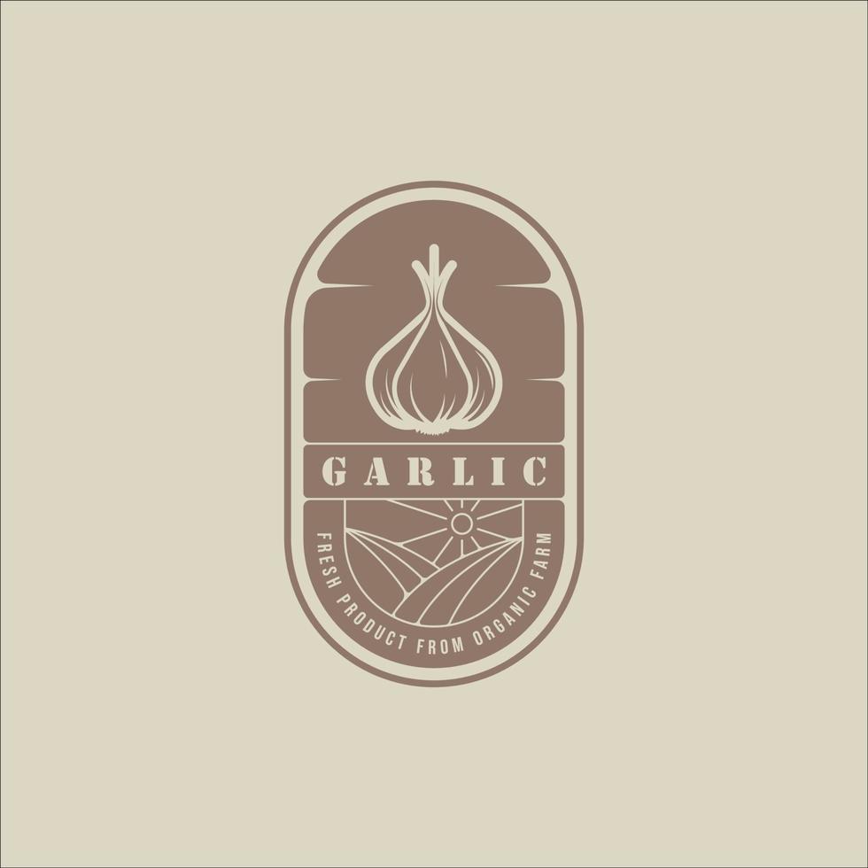 garlic onion logo vector vintage illustration template icon graphic design. spice and ingredient sign and symbol for farm or seasoning shop with outline badge