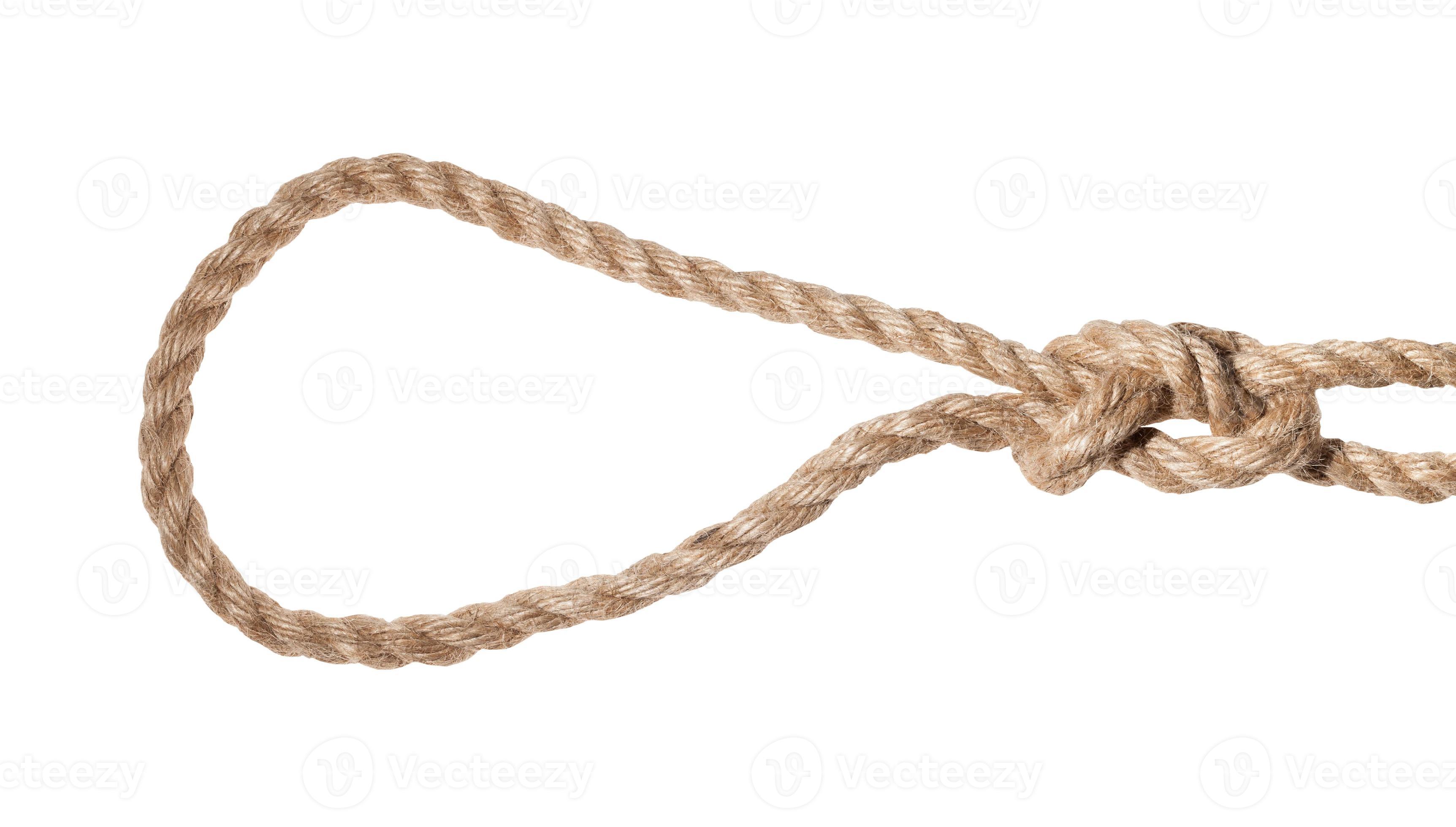 slipped figureeight loop noose tied on jute rope 11448201 Stock Photo