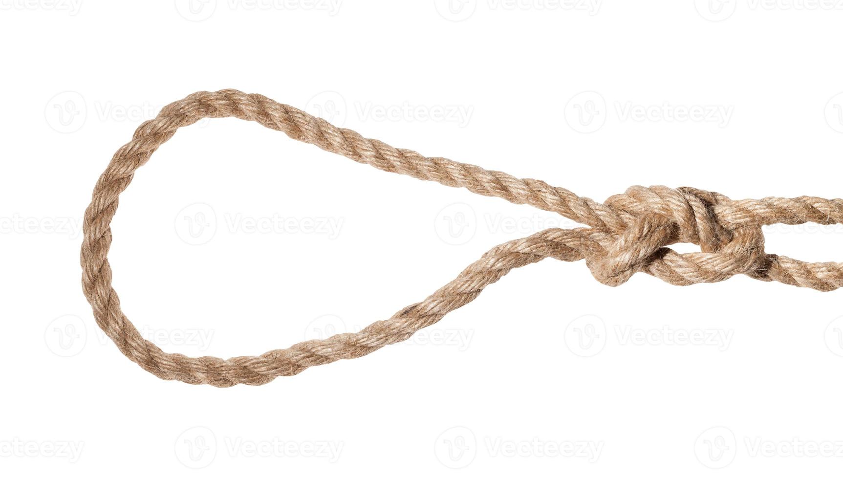 slipped figure-eight loop noose tied on jute rope photo