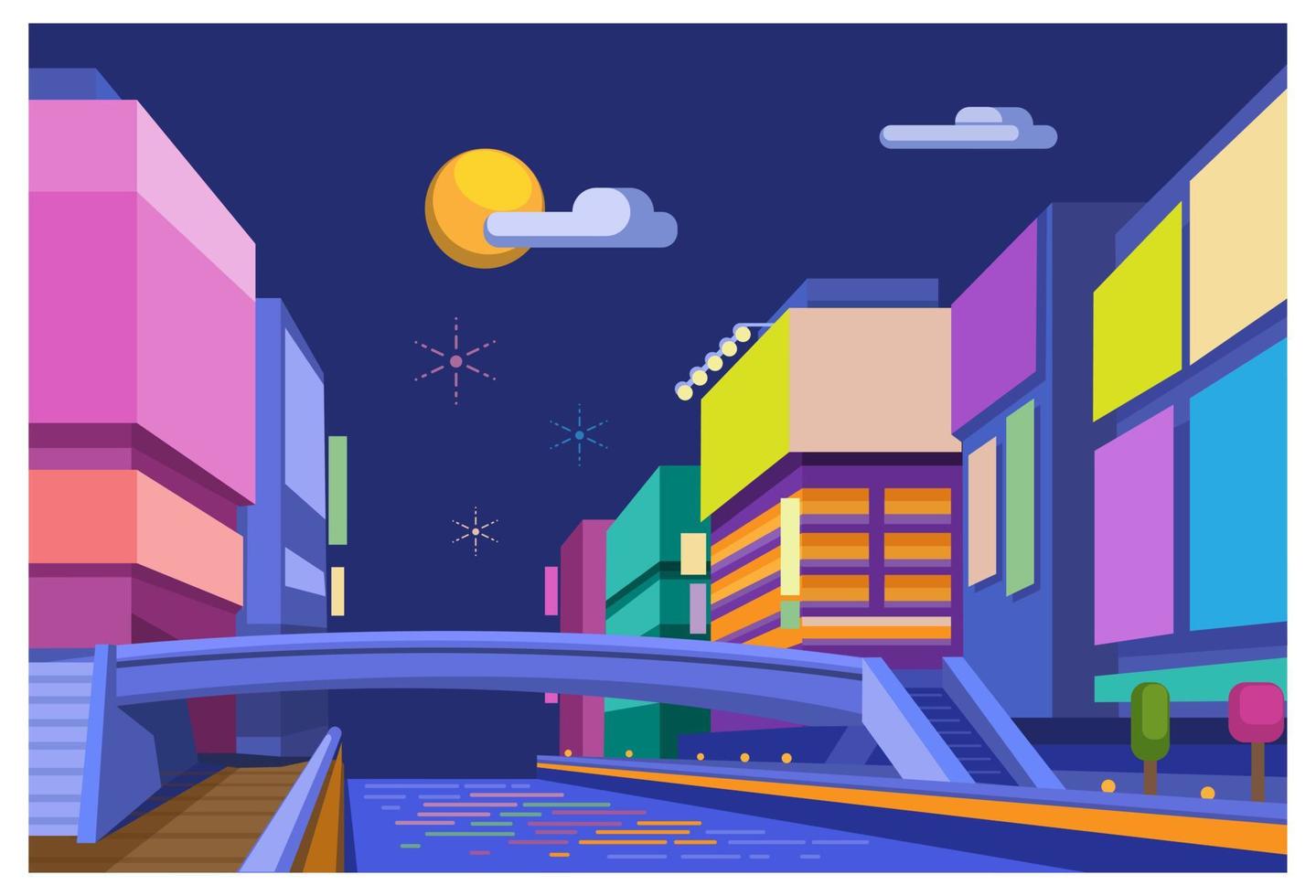 dotonbori osaka japón en vector de ilustración de escena nocturna