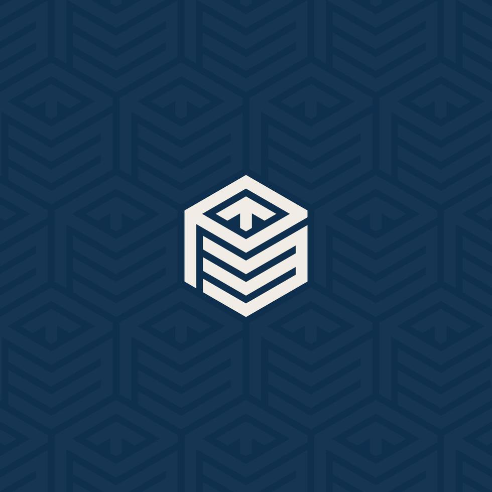 PMT, TPM or PM logo and up arrow symbol with background pattern design vector