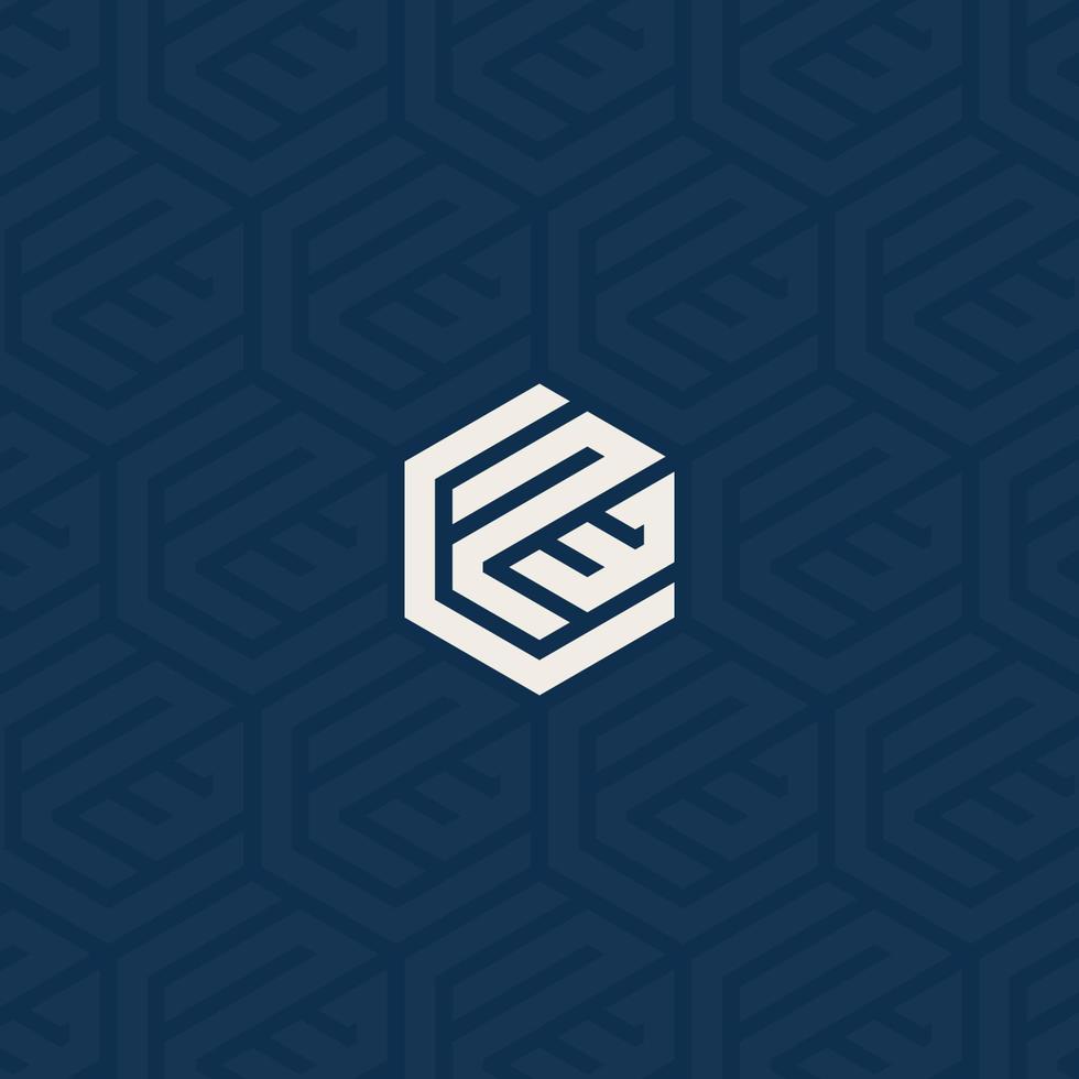 CPW or UPW hexagonal logo with background pattern design vector