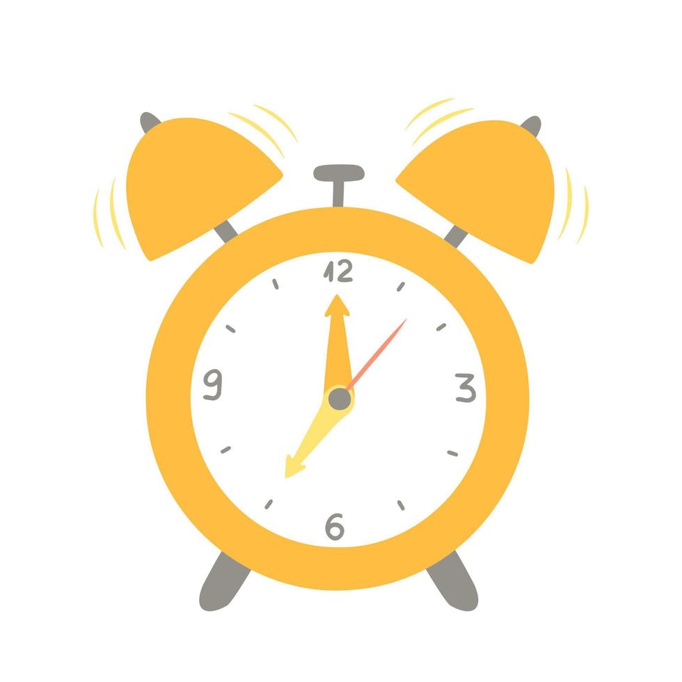 Alarm clock, wake-up time. Illustration for printing, backgrounds, covers and packaging. Image can be used for greeting cards, posters, stickers and textile. Isolated on white background. vector
