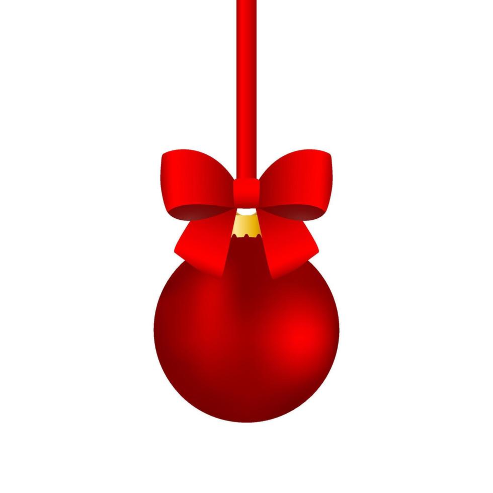 Red christmas ball on ribbon vector