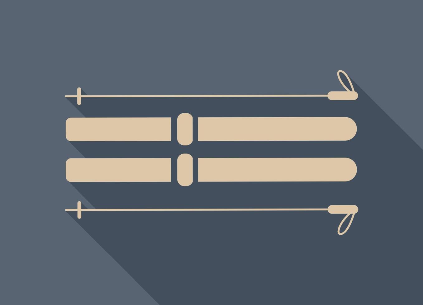 Hiking skis with poles, attributes of a winter hike - Vector