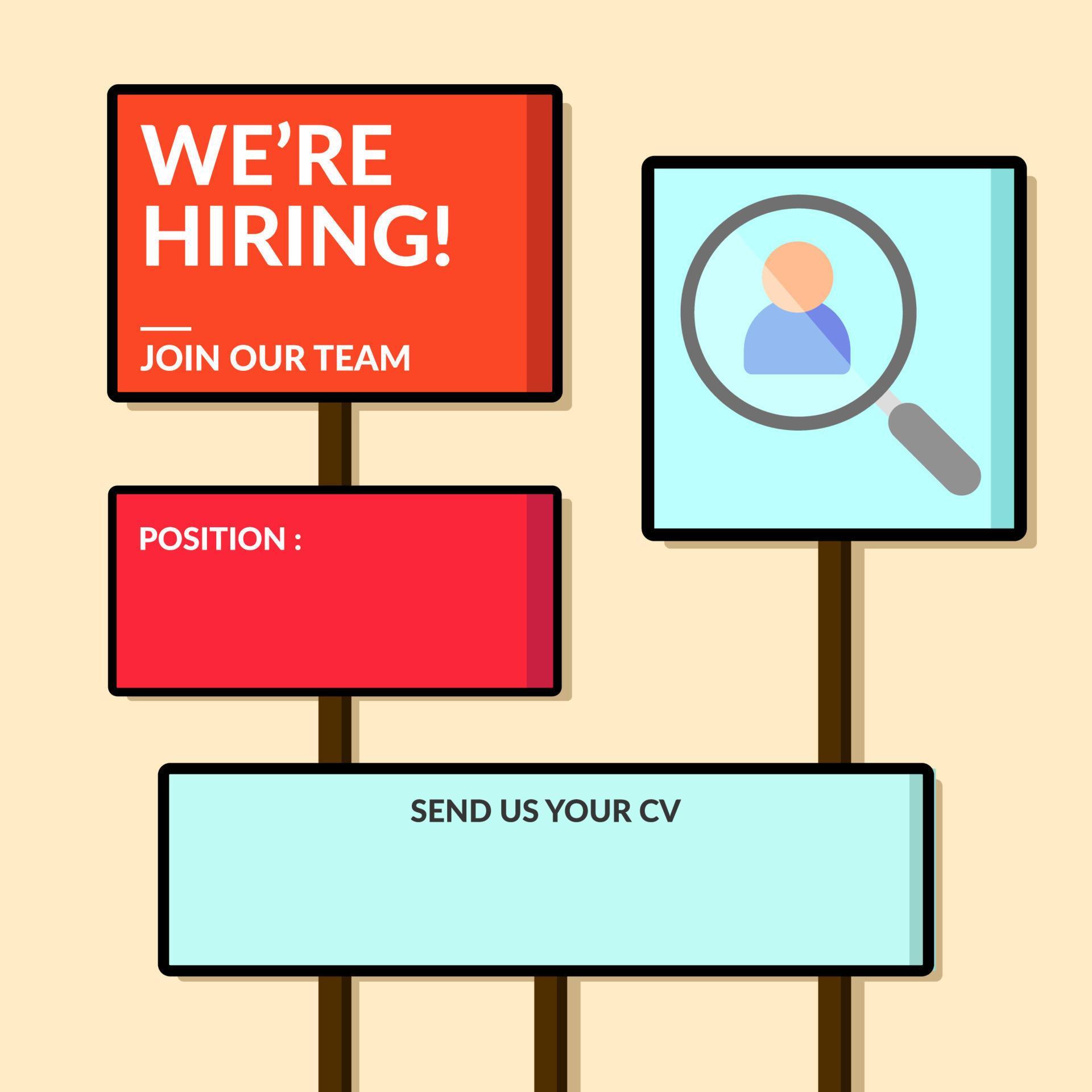 Simple We Are Hiring Template With Board Sign Style 11448574 Vector Art 
