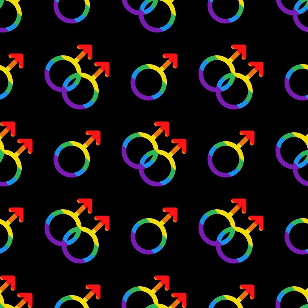 Vector seamless pattern with LGBT male symbols. Mars signs in rainbow colors. Pride month. LGBTQ pattern.