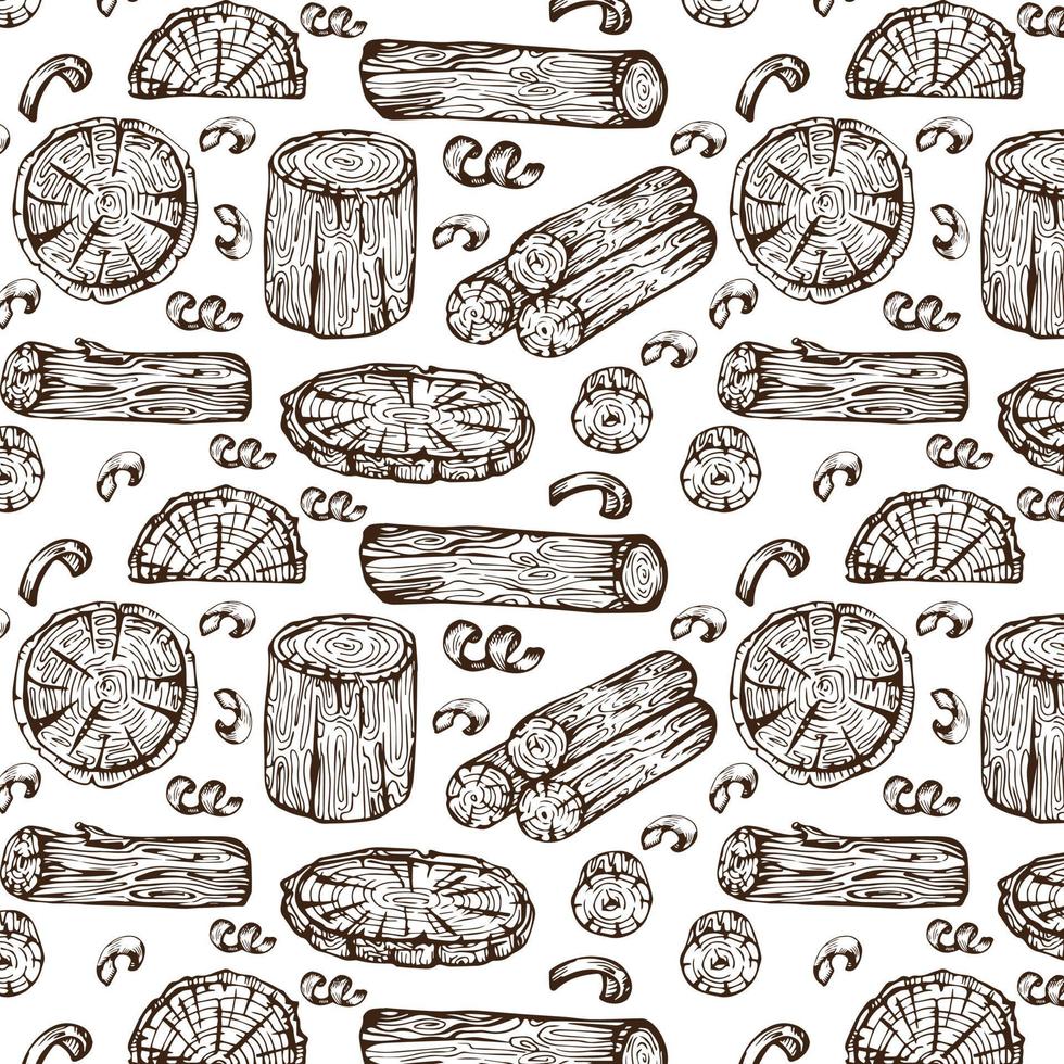 patrón sin costuras de diferentes partes de tablas de árboles, cortes de sierra de madera, stubs.background en vector. vector