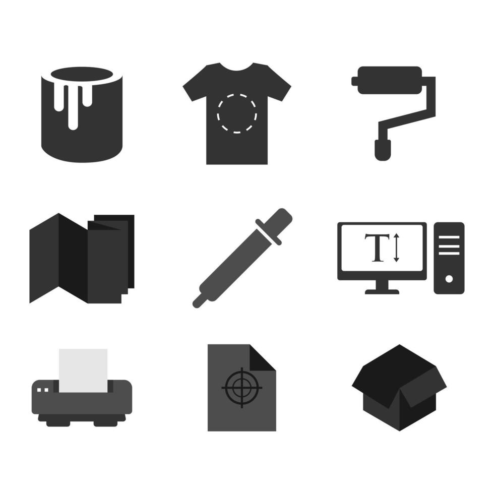 Printer icons set flat design vector illustration