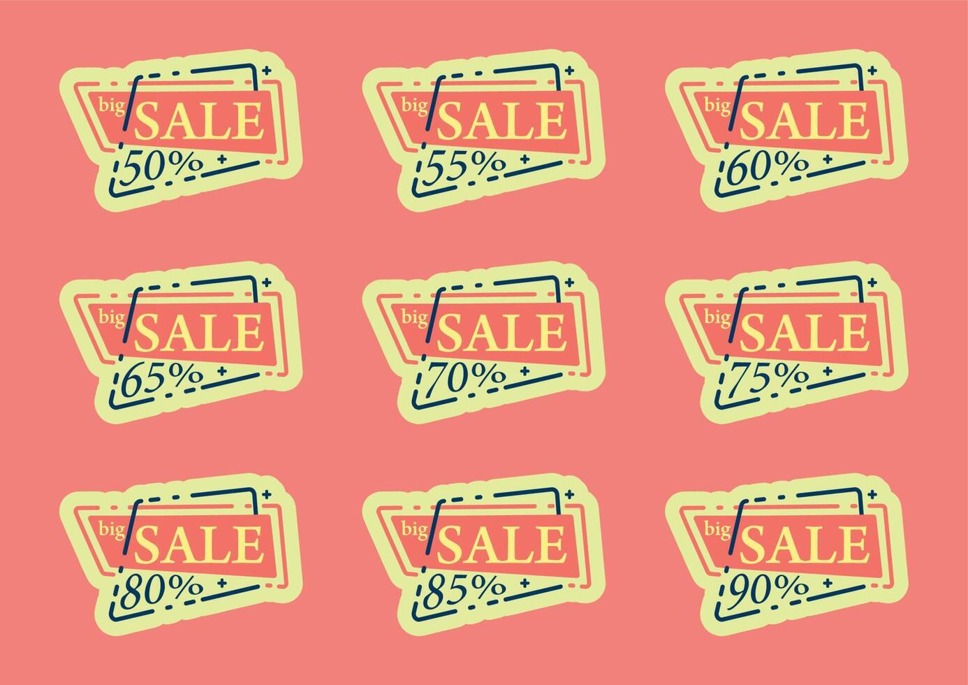 big sale tag and sticker and discount percentage vector