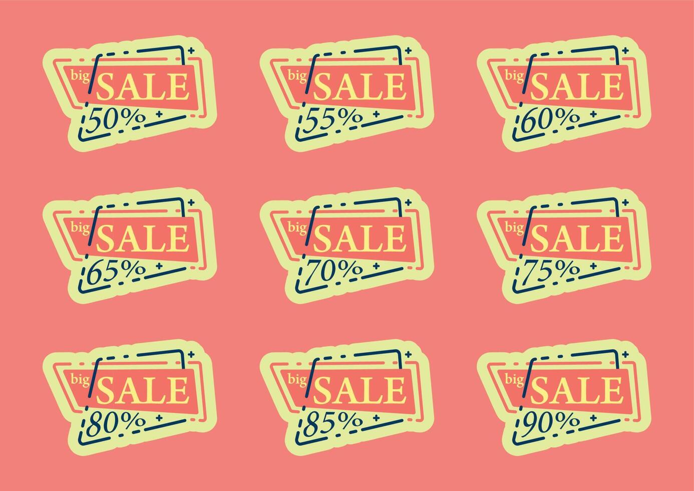 big sale tag and sticker and discount percentage vector