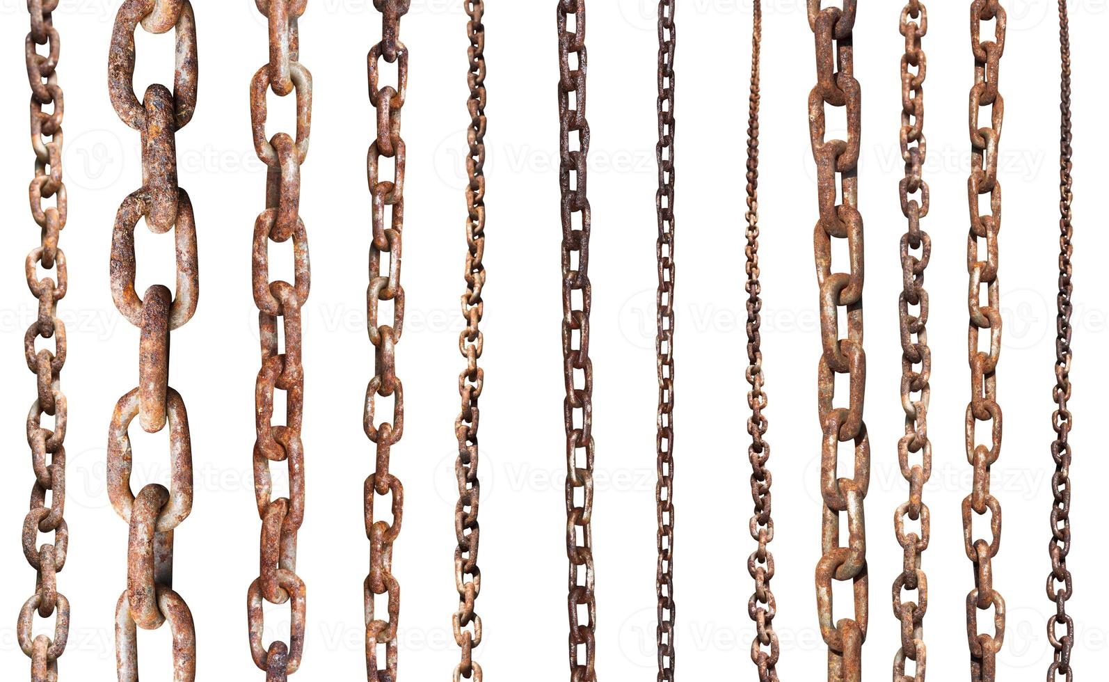 set of old rusty chains isolated on white photo