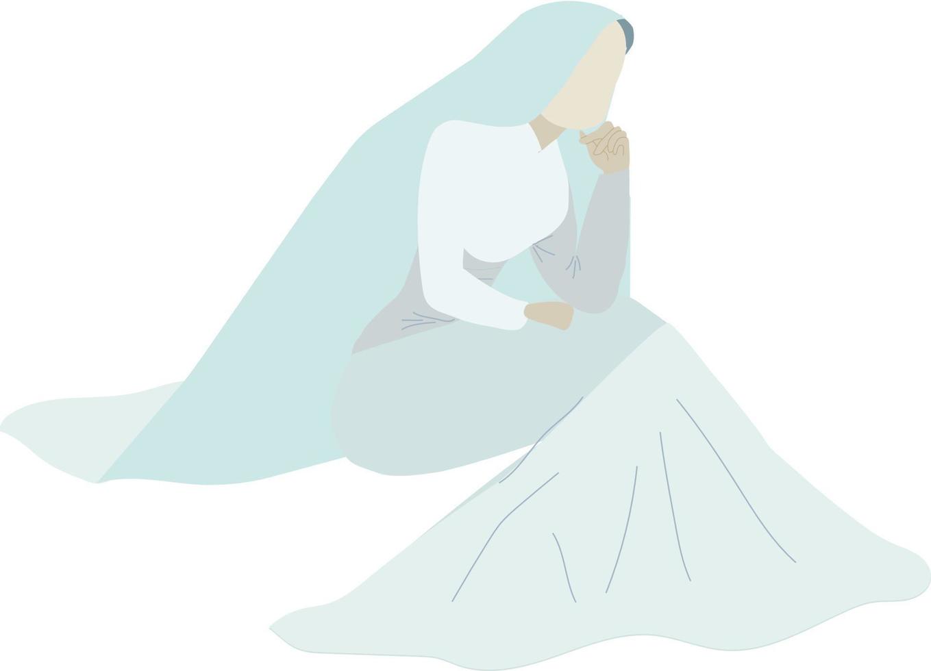 Sad bride. Young girl. Vector illustration.