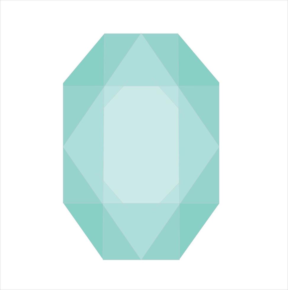 Blue faceted crystal. Gemstone. Tapaz. Vector illustration.