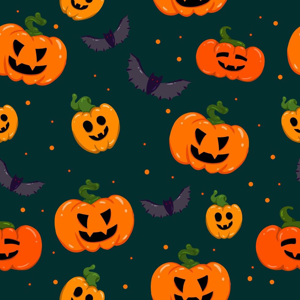 Pattern with Hallowen pumpkins vector