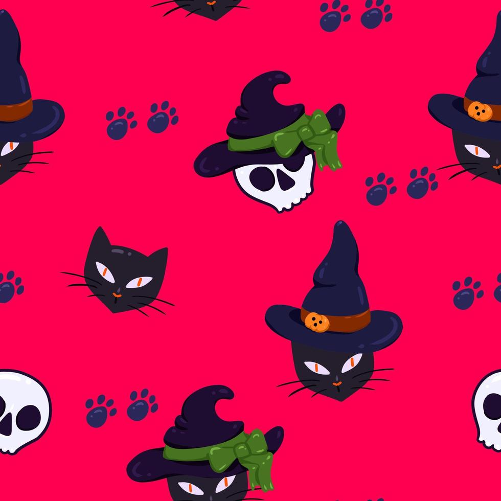 Pink pattern with black cats vector