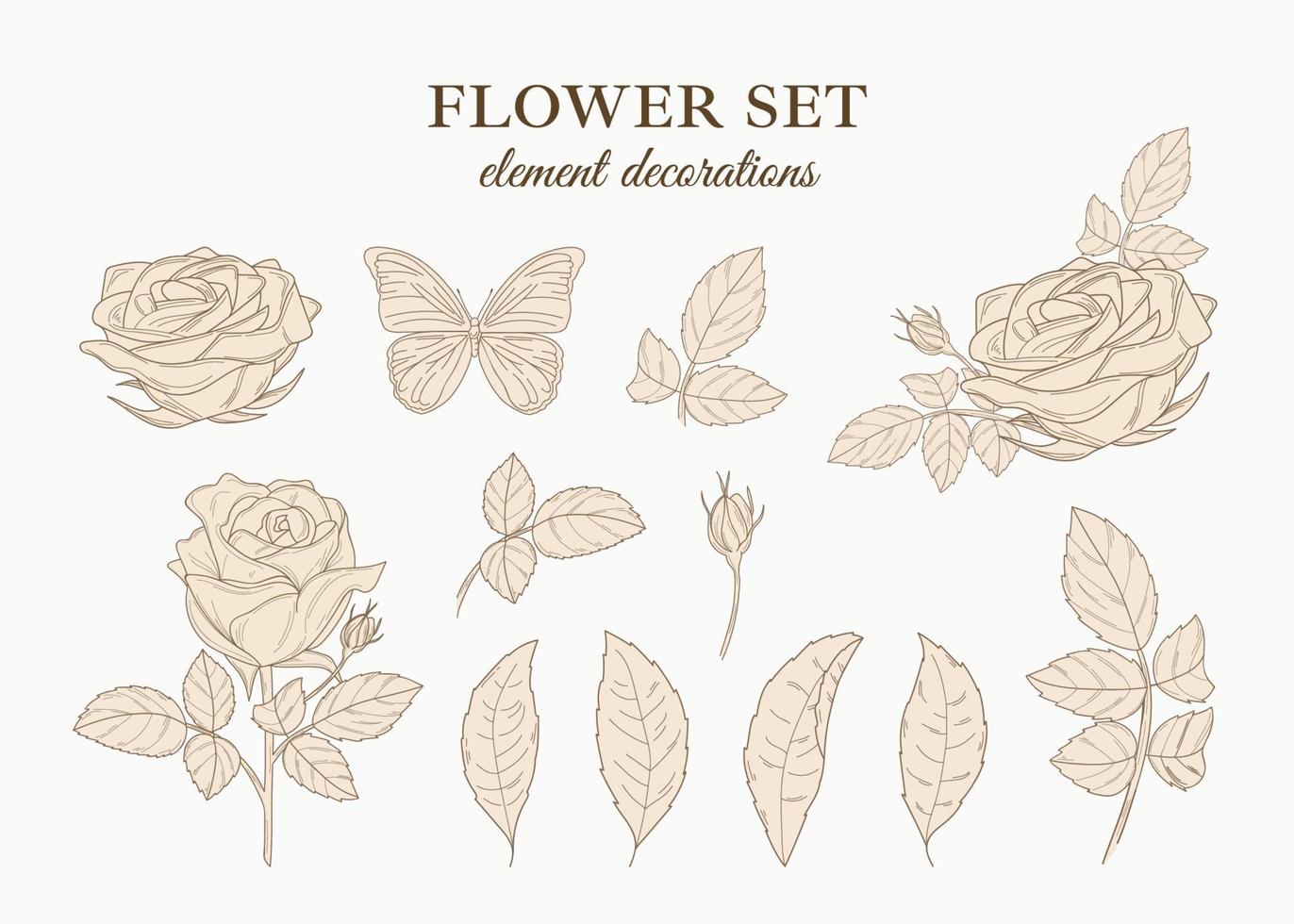 conjunto de decoraciones de elementos de flores vector