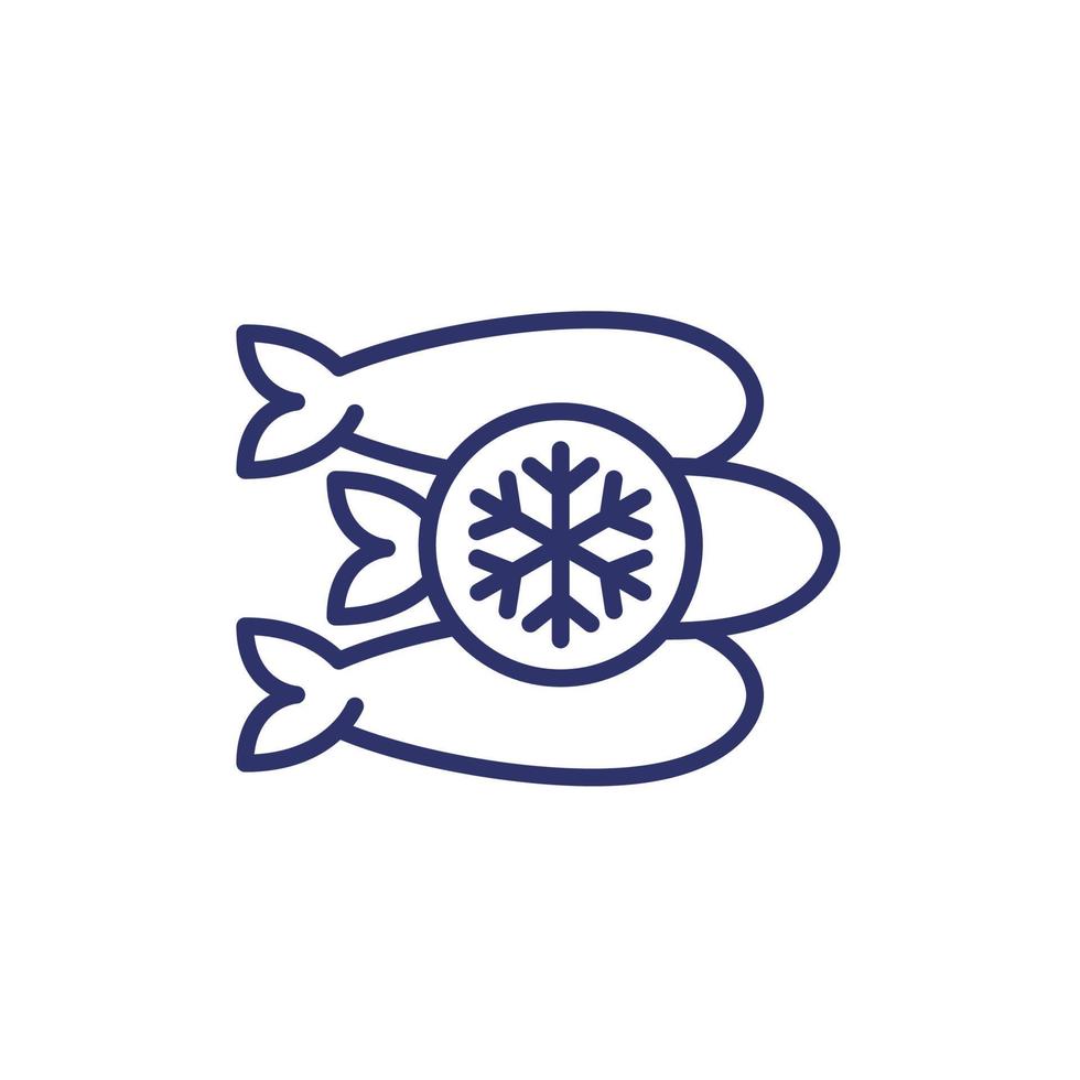 icono de línea de pescado congelado, vector