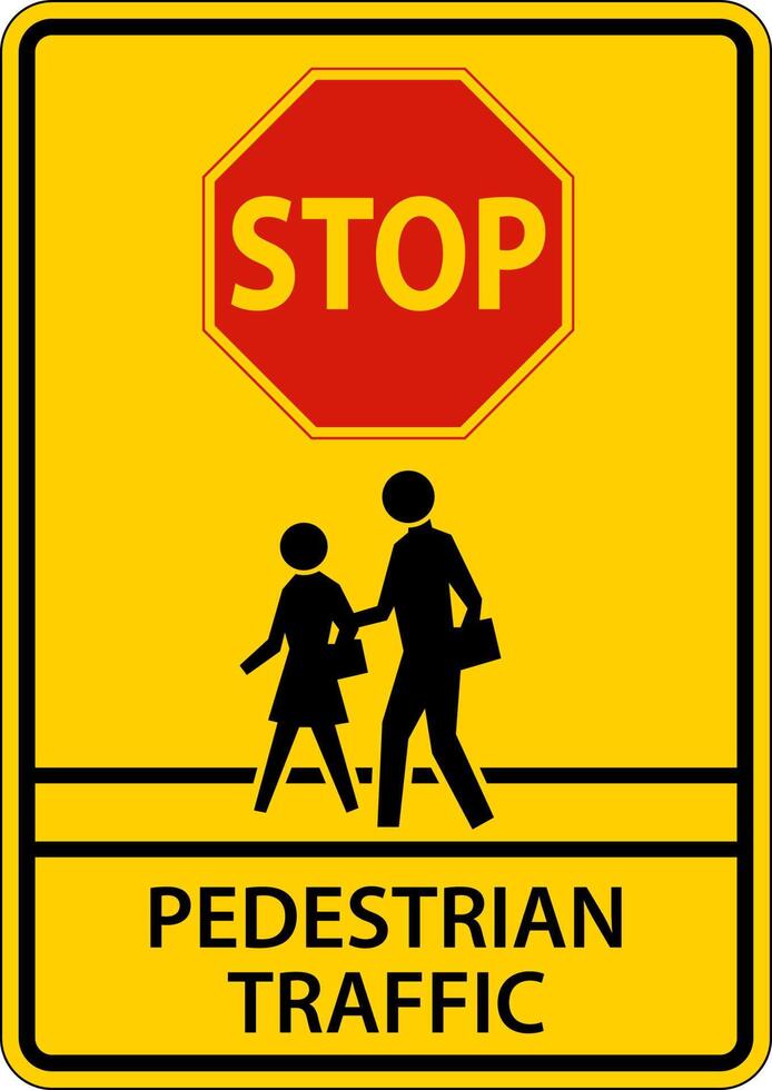 Stop Pedestrian Traffic Sign On White Background vector