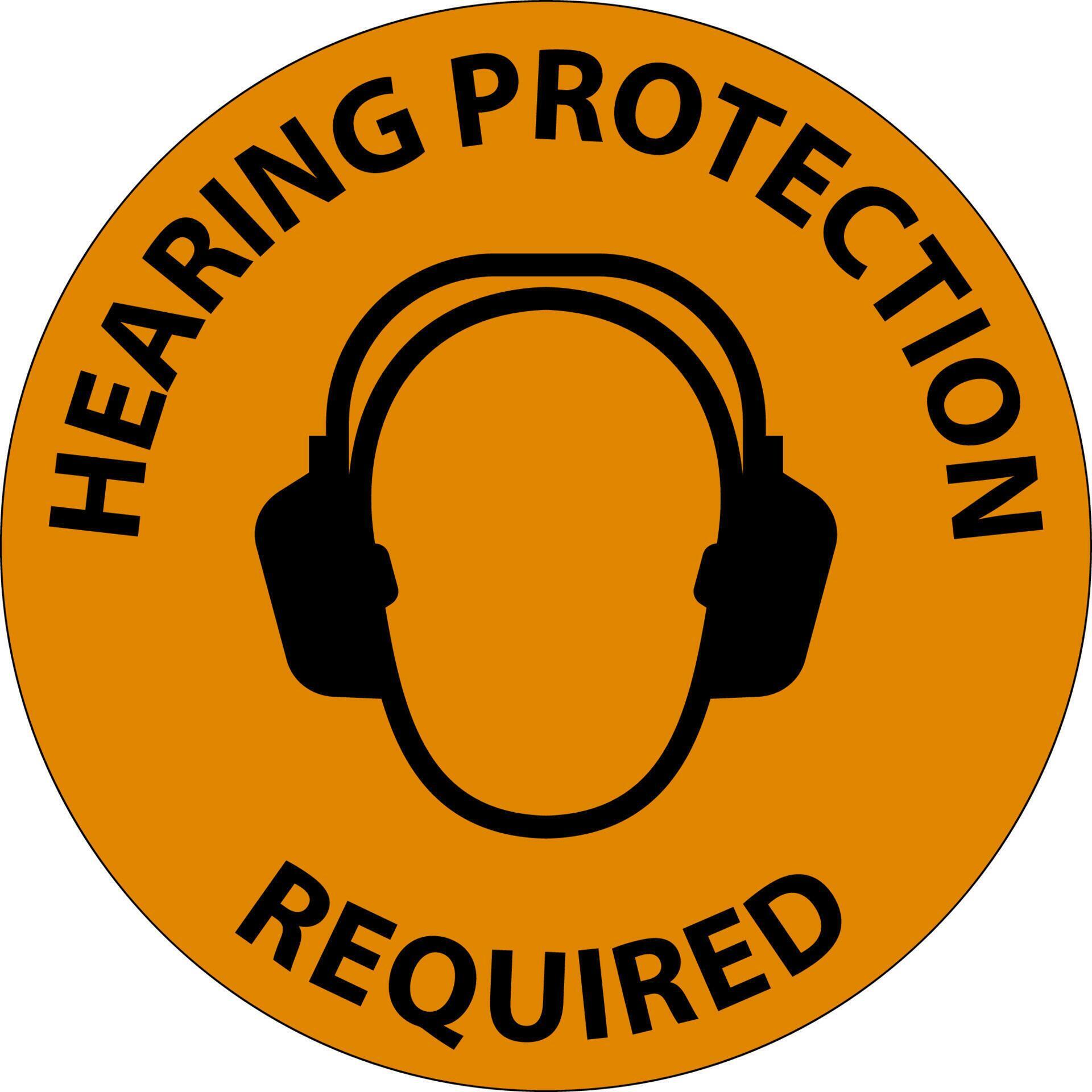 Warning Hearing Protection Required Sign On White Background 11449411