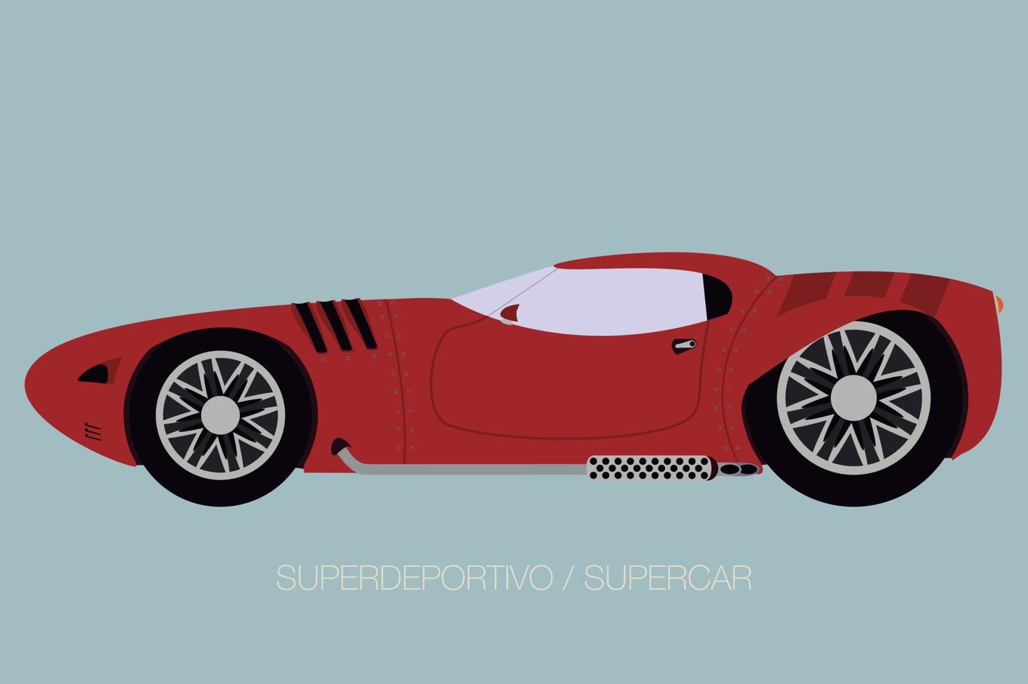 icono de supercoche europeo, vista lateral, estilo de diseño plano vector