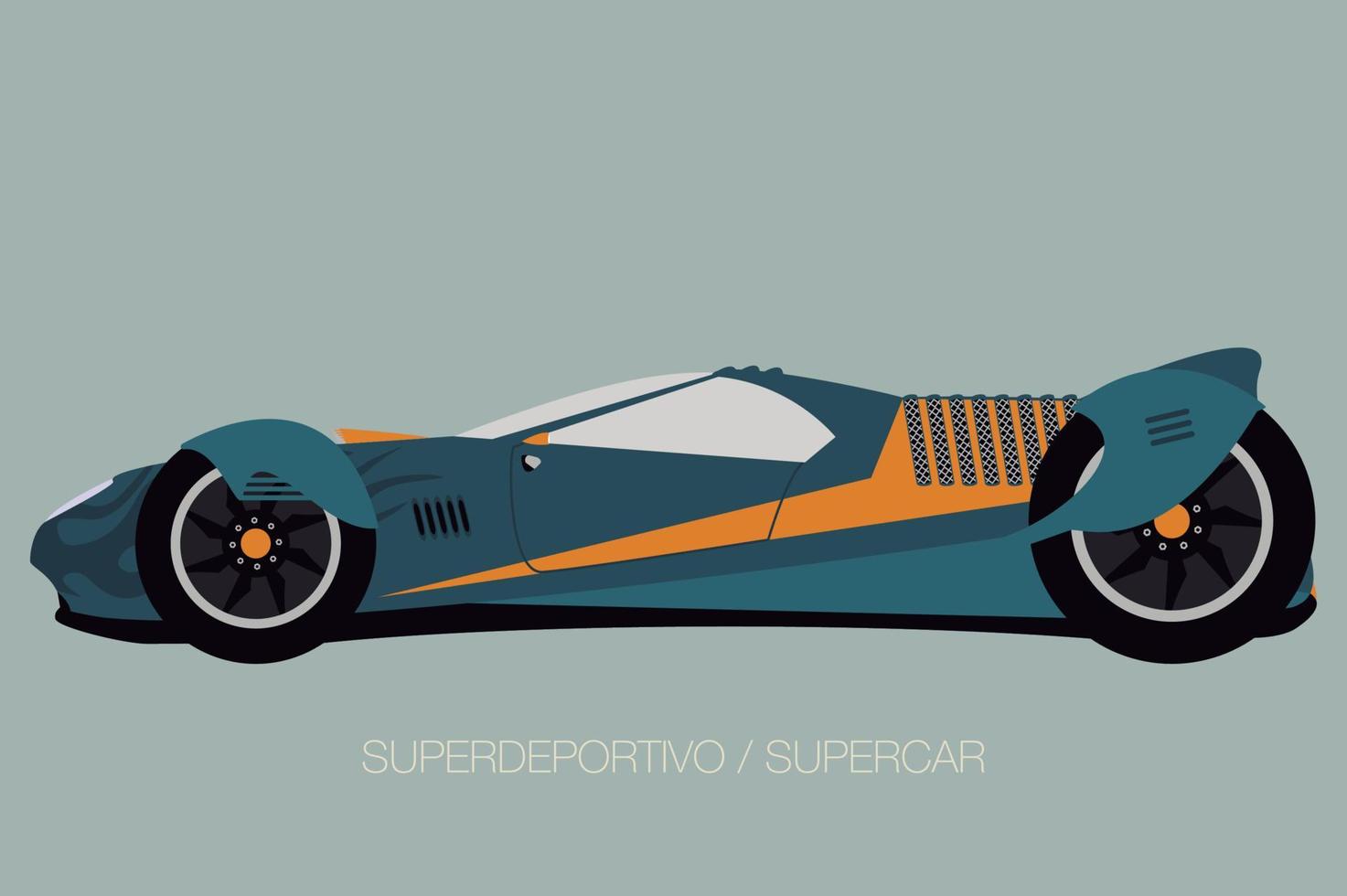 race supercar, side view, flat design style vector